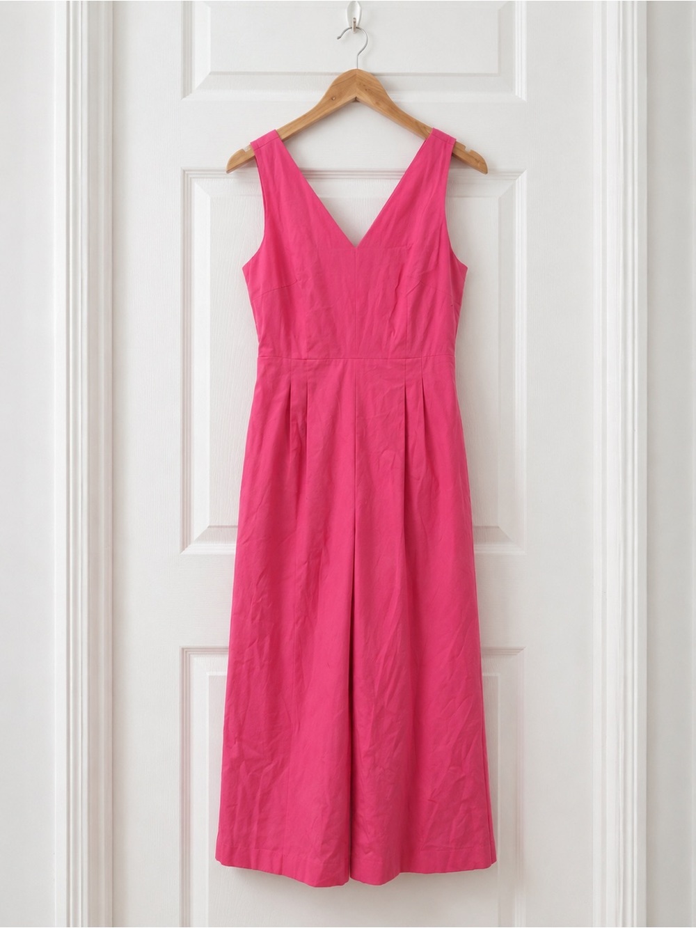 J. Crew Wrap Tie Sash V-Neck Pink Coral Poplin Wide Leg Jumpsuit Size 4 - Picture 4 of 9